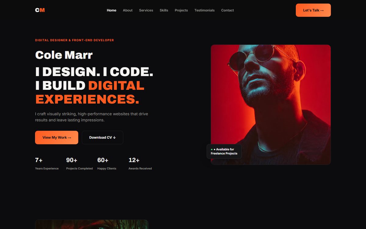 Скриншот сайта «Cole Marr»